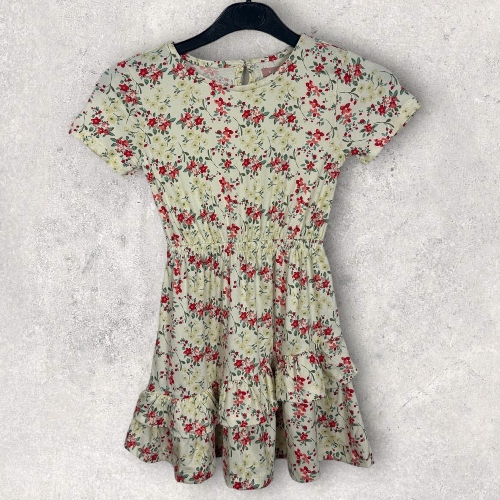 Nwt BCBG Girls Floral Dress Size 4 Nordstrom 2021 Short‎ Sleeves Ruffle Hem Cute